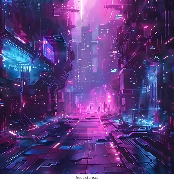Neon Cityscape Cyberpunk Illustration