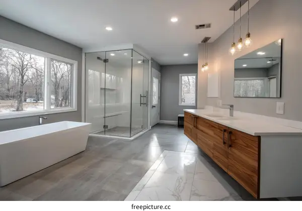 Modern Luxury Bathroom Design with Glass Shower