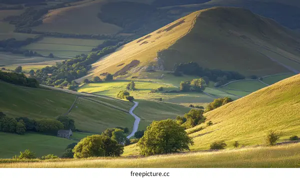Scenic Valley Landscape with Rolling Hills