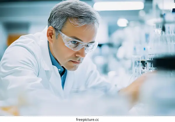 Focused Scientist in Modern Laboratory Setting