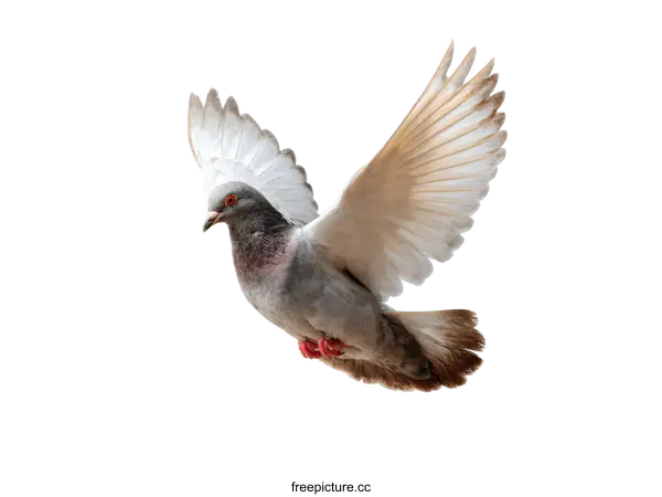 [Transparent Background PNG]A Pigeon in Flight Against a White Background