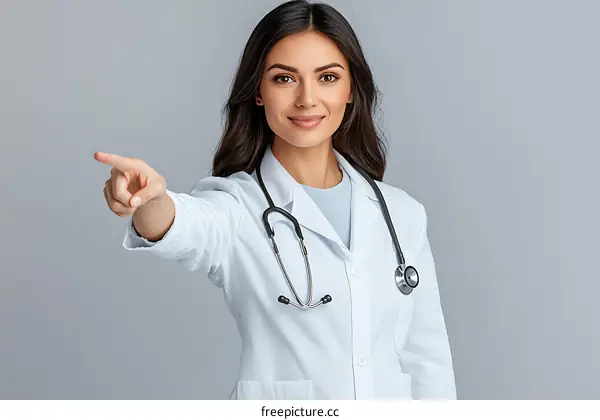 Confident Doctor Pointing Forward