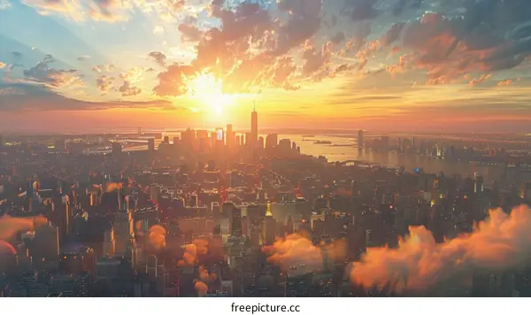 New York City Skyline at Sunset