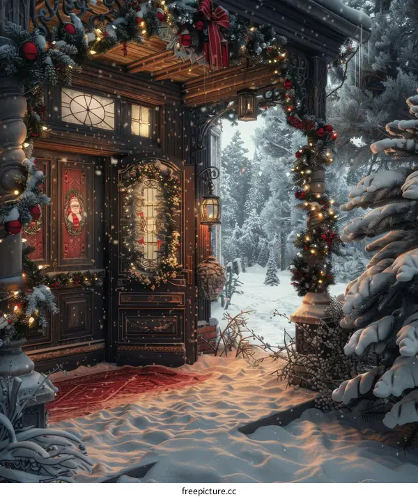 Cozy Christmas Cabin in a Snowy Forest
