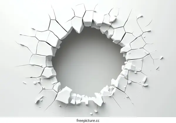 Abstract White Crack Hole Design