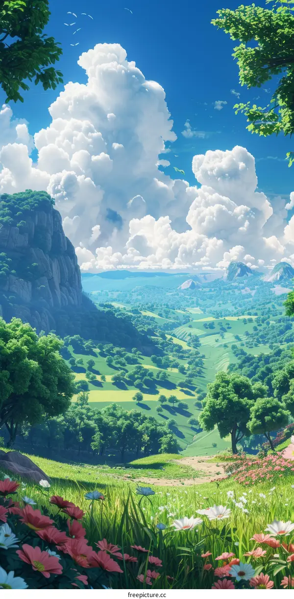 Enchanted Valley Landscape Illustration