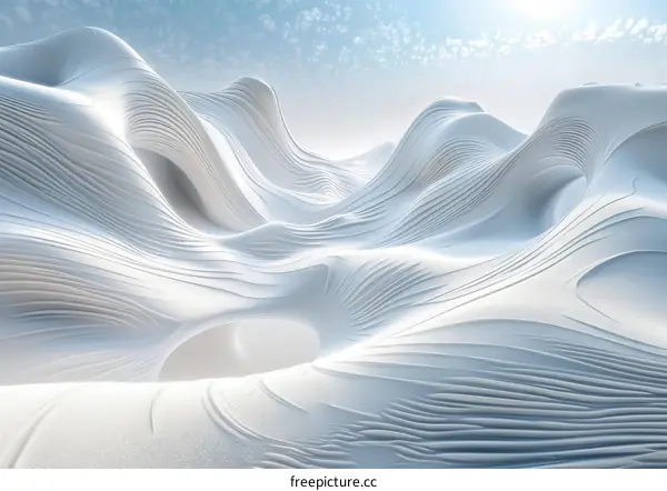Futuristic Landscape: White Sand Dunes under Blue Sky