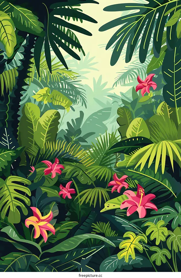 Tropical Rainforest Lush Green Foliage