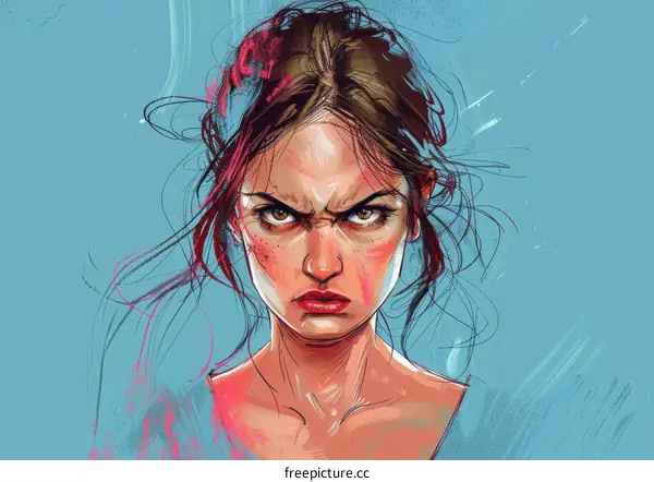 Portrait of a Furious Young Woman