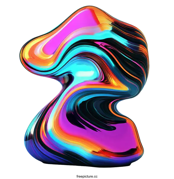 [Transparent Background PNG]Abstract Colorful Flowing Sculpture
