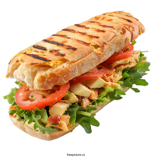 [Transparent Background PNG]Grilled Chicken Sandwich on White Background