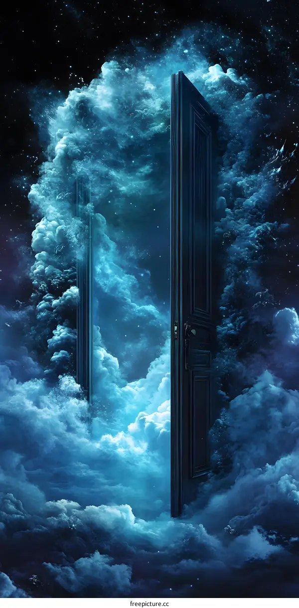 Doorway To The Stars Open Door Clouds Night Sky
