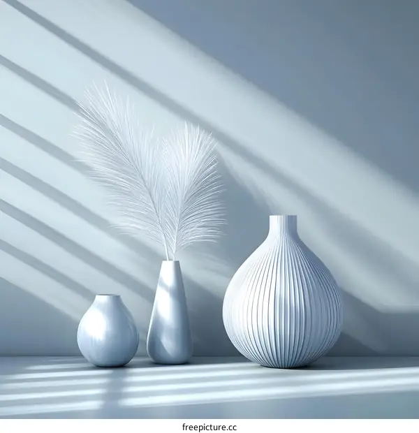 White Vases with Minimalist Design and Sunlight