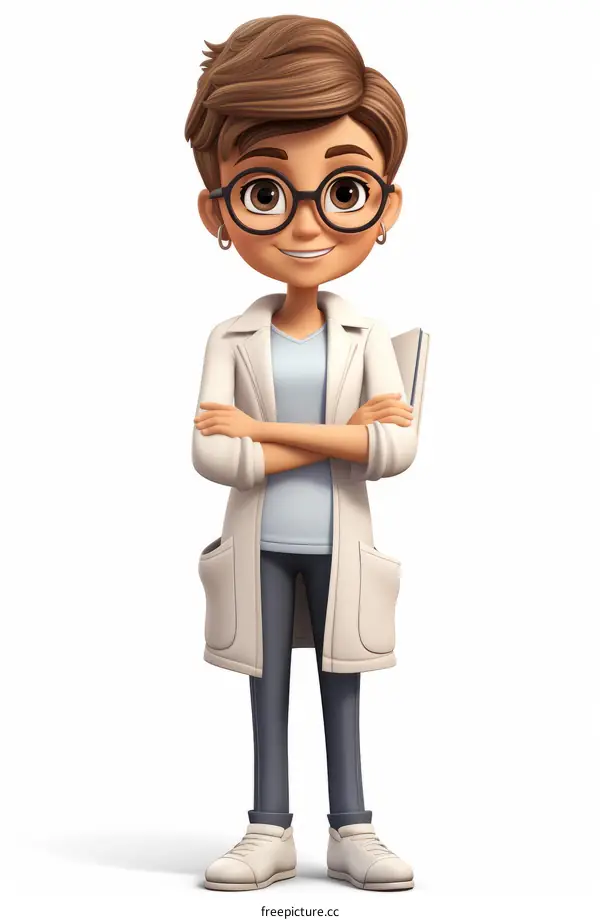 A cartoon image of a female doctor