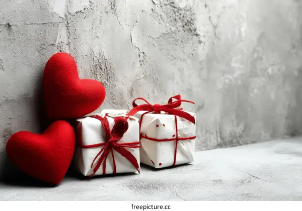 Charming Valentines Day Gifts Against Gray Concrete Wall