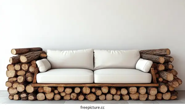 Unique Wooden Log Sofa Design