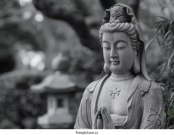 Stone statue of Avalokiteshvara, the bodhisattva of compassion
