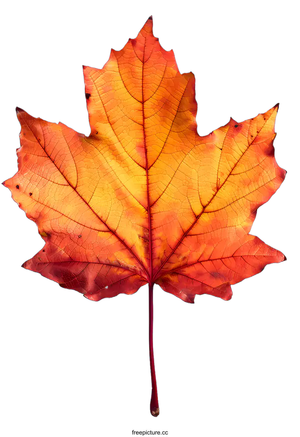 [Transparent Background PNG]Single Orange Maple Leaf on White Background