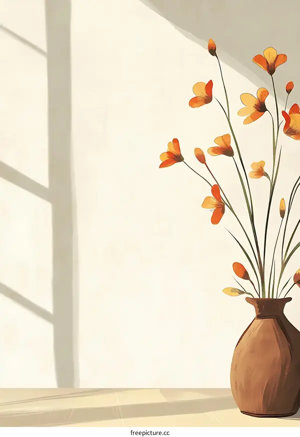 Vase of Flowers on a Table with Sunbeams