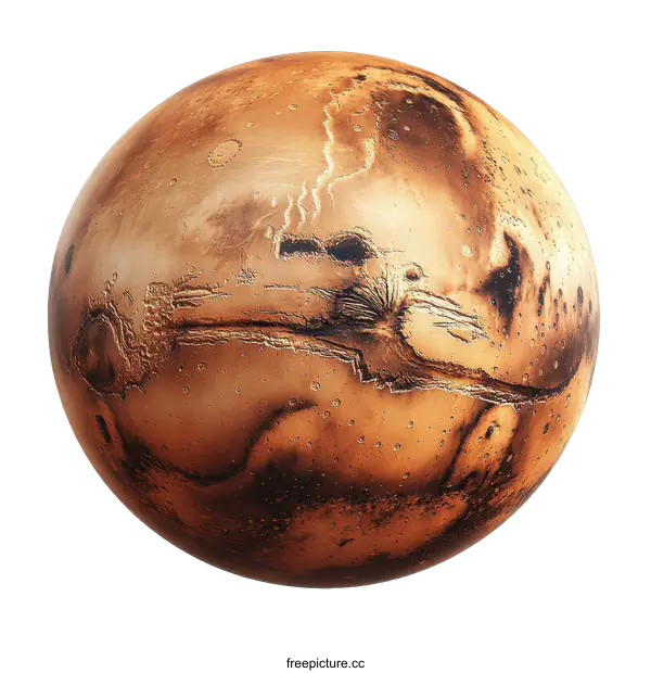 [Transparent Background PNG]Mars Planet Surface Detailed Illustration