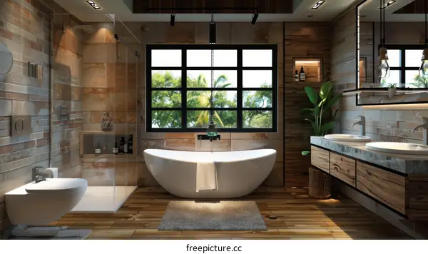 Modern Rustic Bathroom Interior Design Illustration