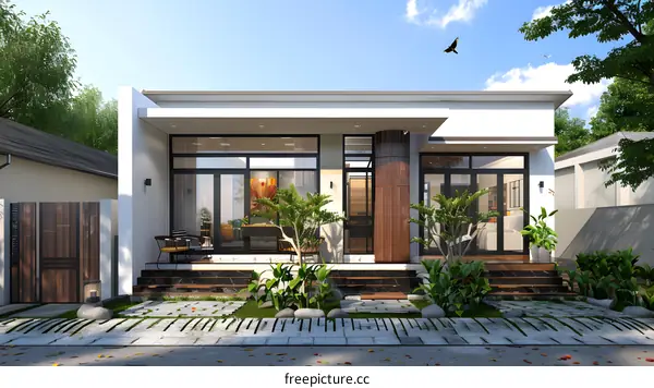 Modern Minimalist House Exterior Design with Garden