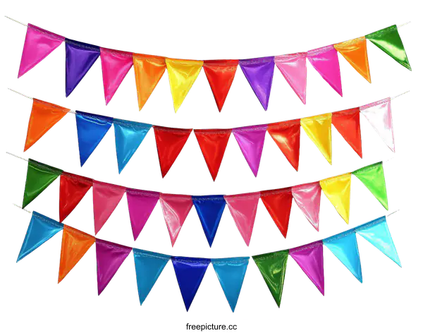 [Transparent Background PNG]Colorful Triangular Flags Garland Decoration
