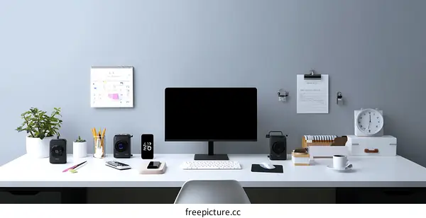 Modern Minimalist Workspace Setup Illustration