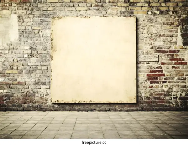 Old Brick Wall With Blank Sign