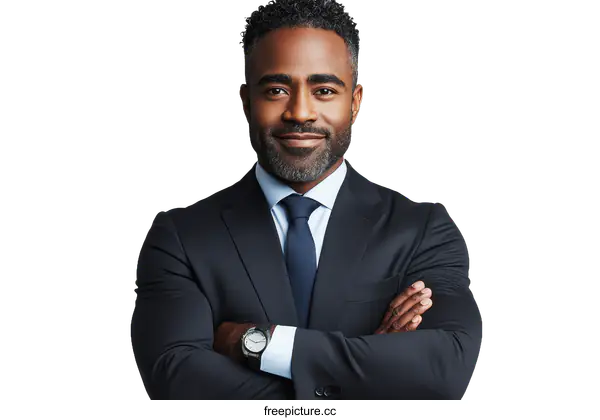 [Transparent Background PNG]Confident African American Business Professional