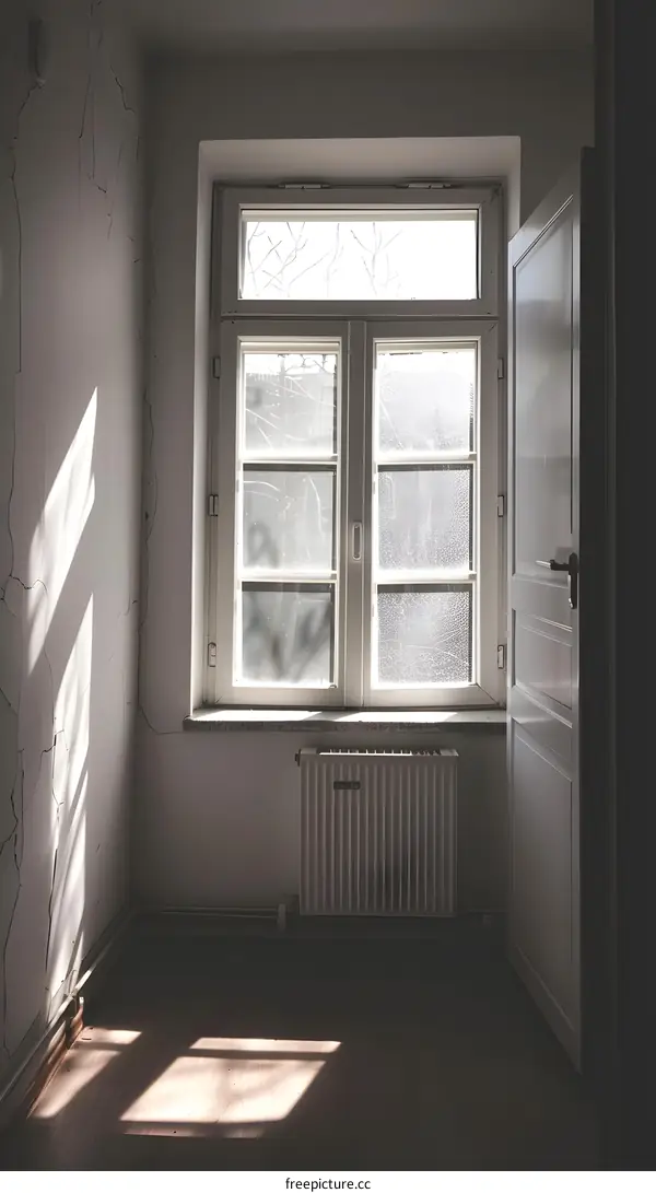 Sunlight Through Cracked Wall in Old Building