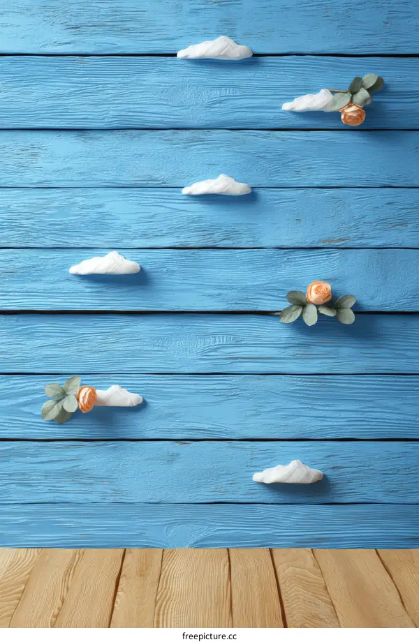 Pastel Sky Decor on Wooden Wall