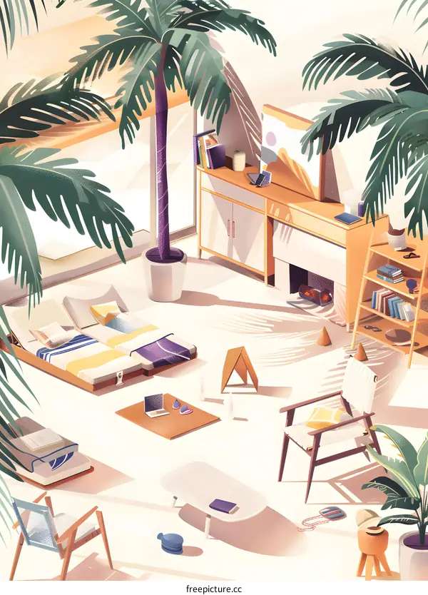 Tropical Living Room Illustration