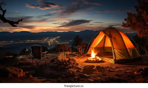 Camping under the stars with a view of the city lights