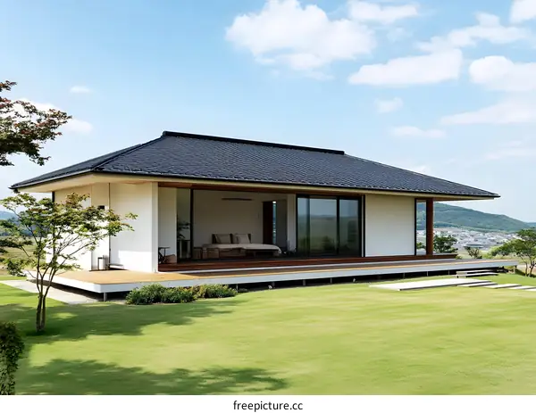 Modern Japanese Style House with Large Sliding Glass Doors