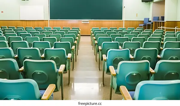 Empty Green Seats in a Lecture Hall