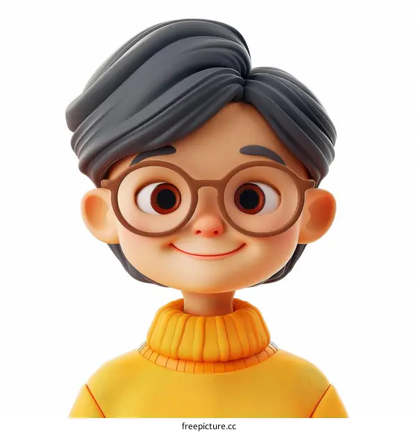 3D rendering of a cute cartoon boy with glasses