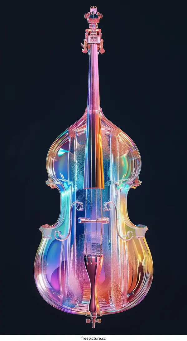3D rendering of a double bass made of glass