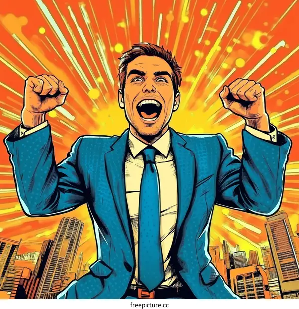 Successful Businessman Celebrating Victory