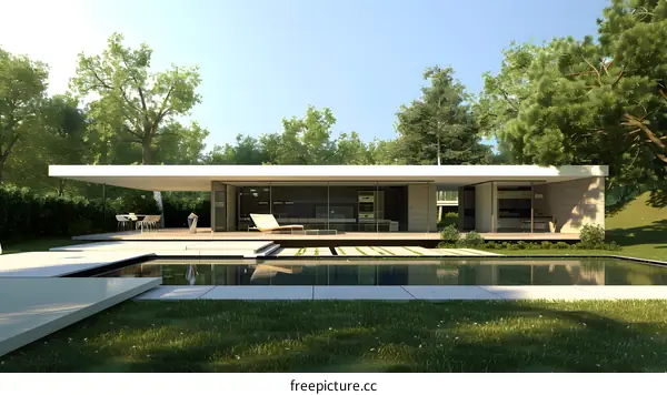 Modern Minimalist House with Pool and Lush Greenery