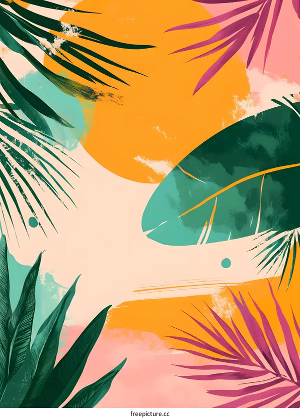 Tropical Leaves Abstract Background Illustration
