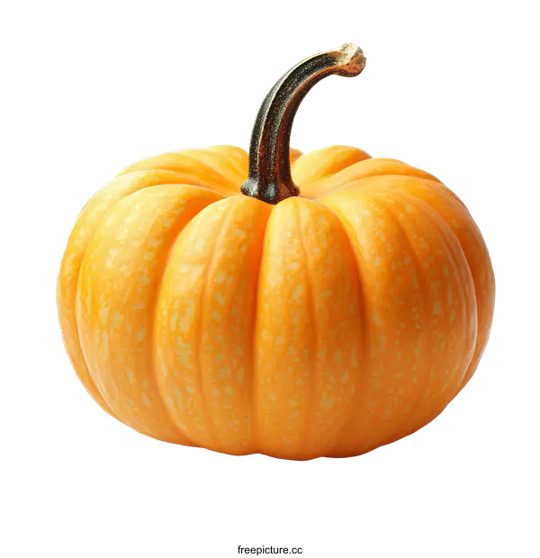 [Transparent Background PNG]Single Orange Pumpkin Isolated on White Background