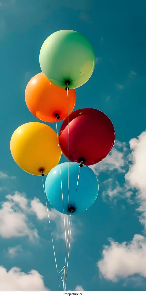Colorful Balloons Flying in the Blue Sky