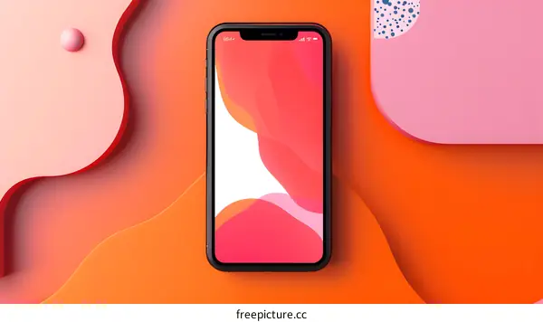 Abstract Orange and Pink Background with Phone