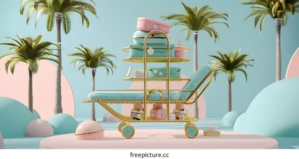 Tropical Gold Cart with Products