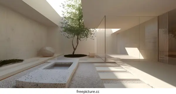 Minimalist Interior Design with a Zen Garden