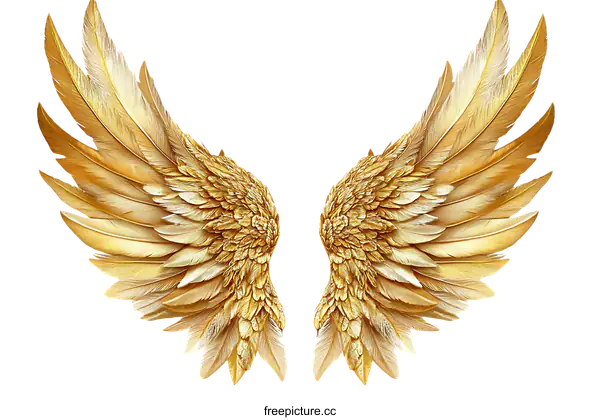 [Transparent Background PNG]Golden Angel Wings Illustration