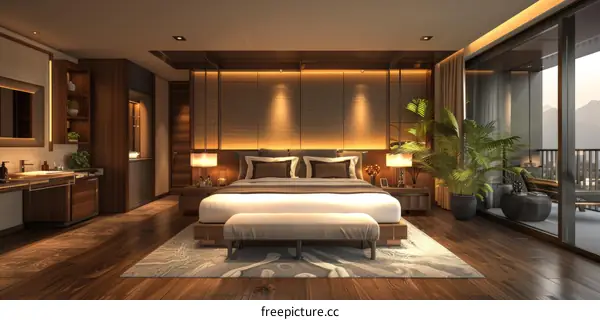 Luxury Hotel Bedroom with a Private Balcony