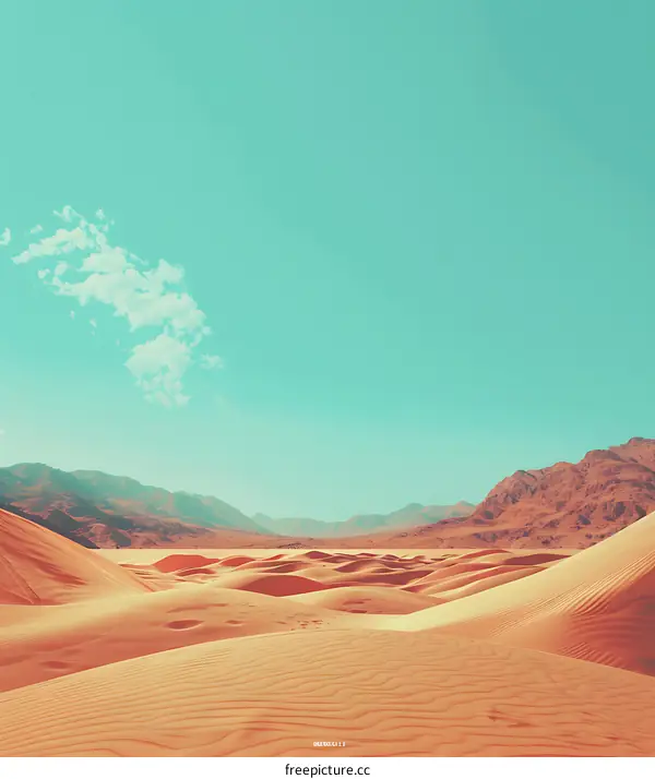 Desert Landscape With Blue Sky And White Cloud