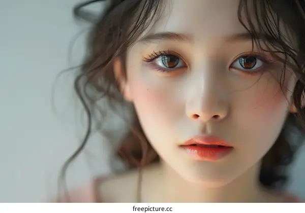 Close Up Portrait of a Young Asian Woman With Soft Makeup
